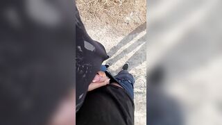 Creampie in my sexy ebony girlfriends pussy outdoors