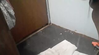 Pissing in the toilet while standing and smoking