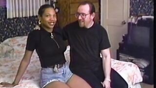 Vintage ebony amateur bouncing on hard cock