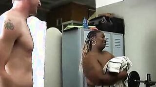 Super cute cock hungry black BBW sucks a white cock