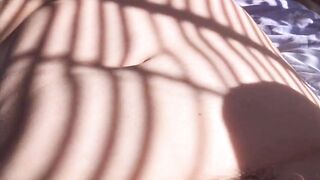 Stepmom Spreading Pussy Close and Fuck in The Sun Cumshot on Ass 4K HD